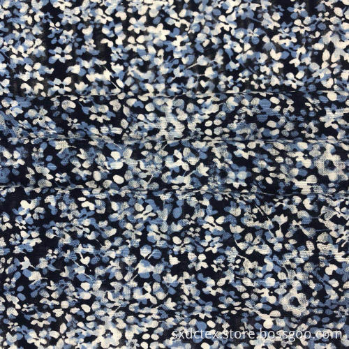 Woven Viscose Slub Check Dobby Floral Printed Fabric
